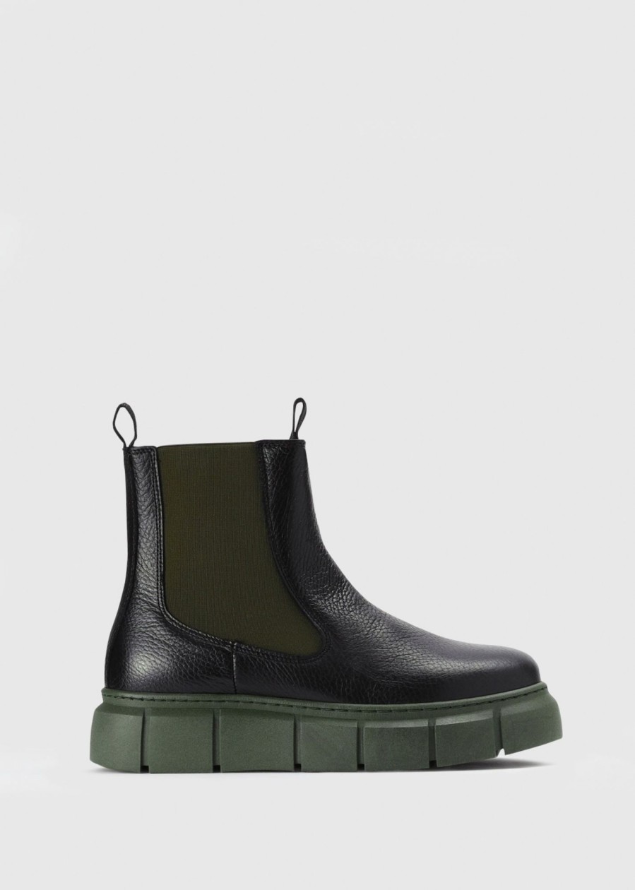 Womens SHOE THE BEAR Gifting | Womens Tove Bicolour Chelsea Boot In Black Khaki