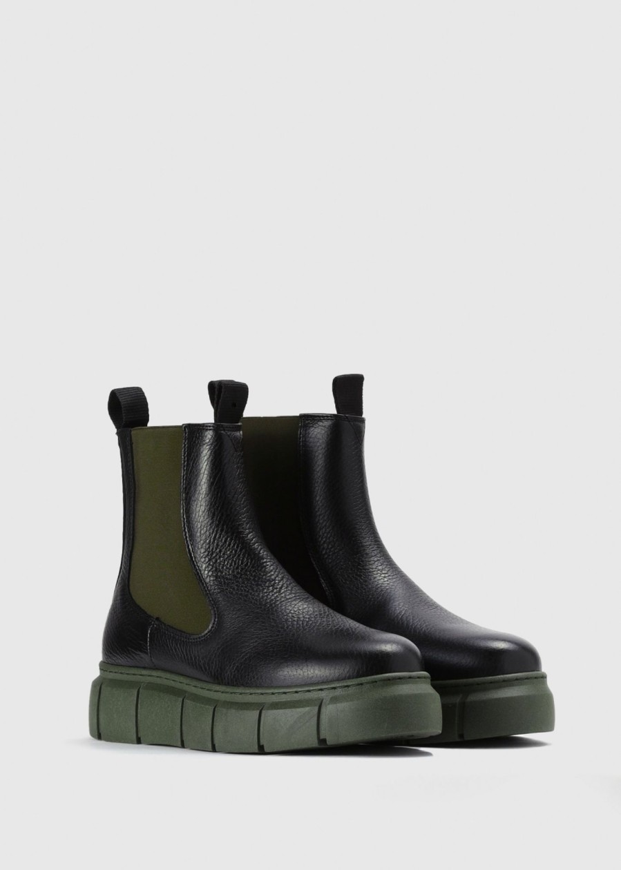 Womens SHOE THE BEAR Gifting | Womens Tove Bicolour Chelsea Boot In Black Khaki