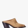 Womens COACH Heels | Womens Paloma Suede Western Block Heel Backless Mules In Coconut