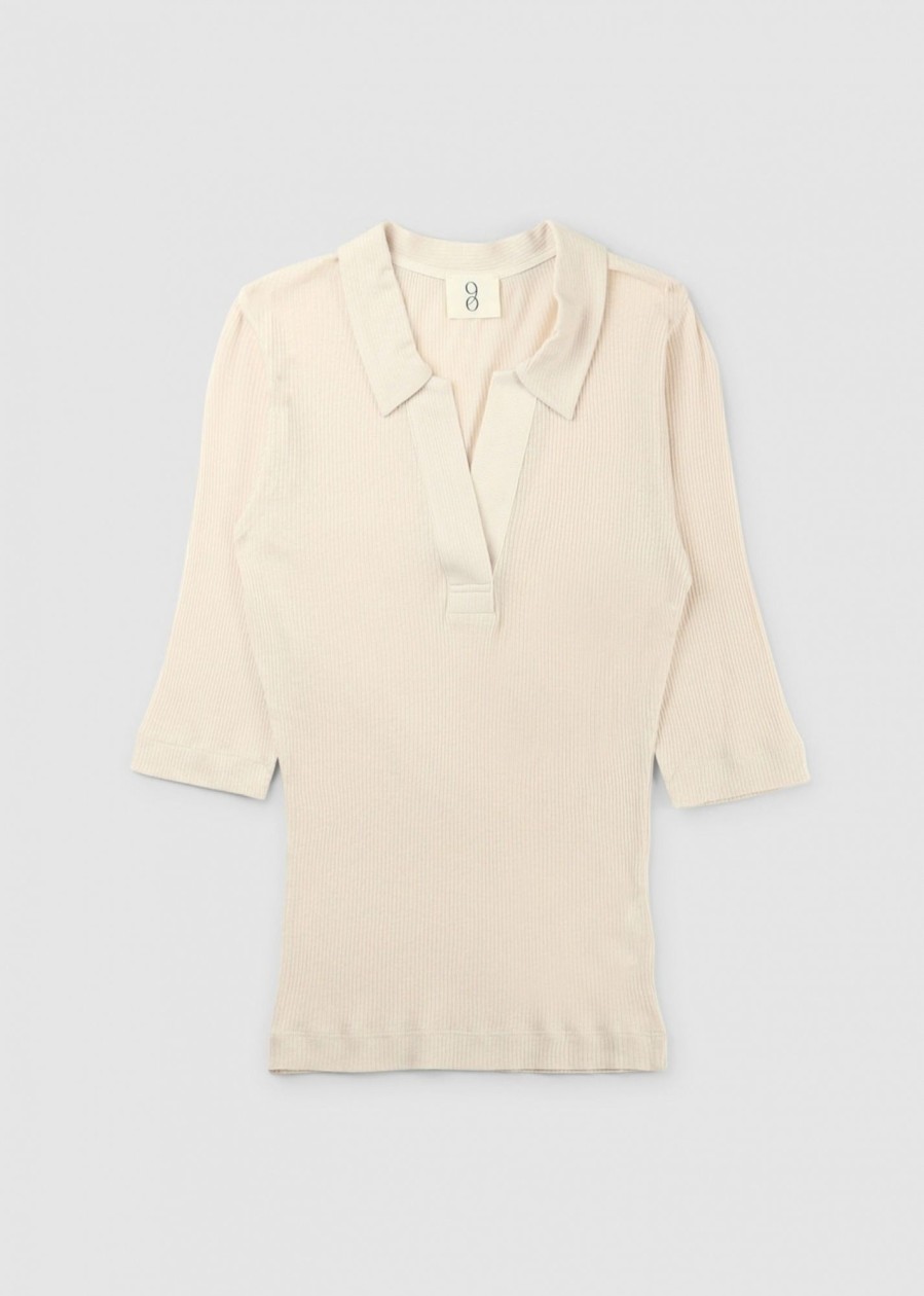 Womens NINETY PERCENT Tops | Np Tadeo Rib Organic Cotton Polo Top