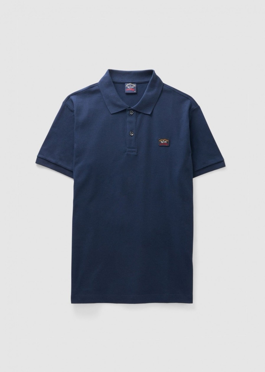 Mens PAUL & SHARK Polo Shirts | Mens Cotton Pique Polo Shirt With Icon Badge In Navy