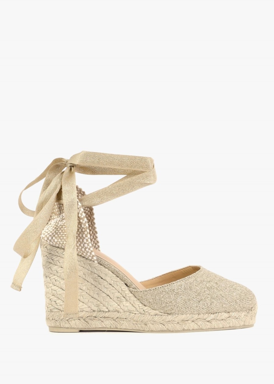 Womens CASTANER Sandals | Womens Carina Canvas Espadrilles In Gold