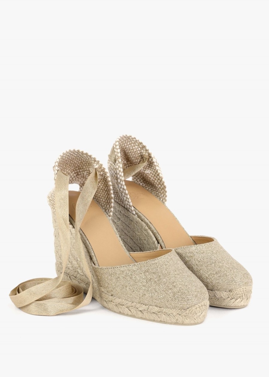 Womens CASTANER Sandals | Womens Carina Canvas Espadrilles In Gold