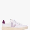 Womens VEJA Trainers | Womens V-12 Leather Trainers In Extra White Parma Magenta