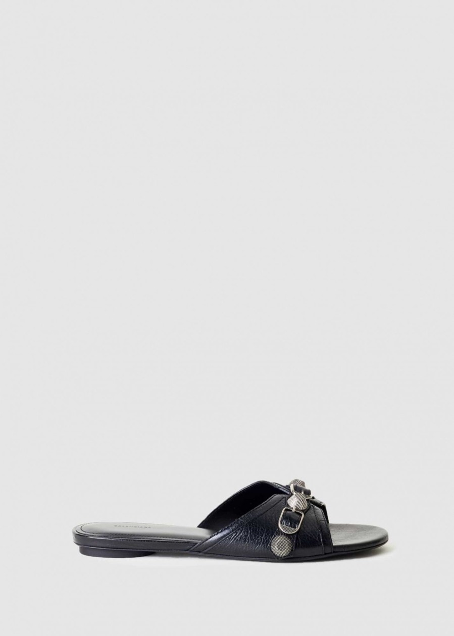 Womens BALENCIAGA Sandals | Womens Cagole Flat Slides In Black