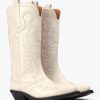 Womens GANNI Boots | Ganni Mid Shaft Embroidered White Western Boot