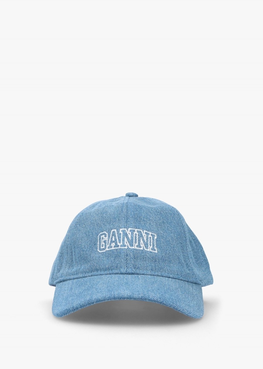 Womens GANNI Gifting | Womens Recycled Cotton Denim Logo Cap In Blue