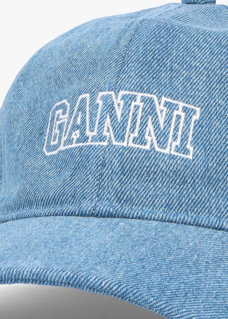 Womens GANNI Gifting | Womens Recycled Cotton Denim Logo Cap In Blue