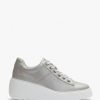 Womens FLY LONDON Trainers | Womens Delf Leather Wedge Trainers In Silver