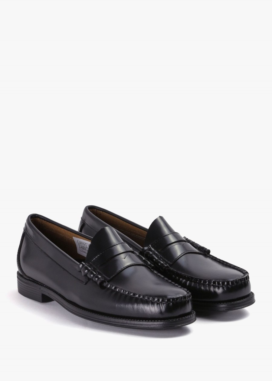 Mens G.H.BASS Loafers | Mens Easy Weejun Larson Moc Penny Loafers In Black