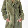 Womens STAND STUDIO Coats & Jackets | Womens Camille Teddy Cocoon Coat In Sage Green