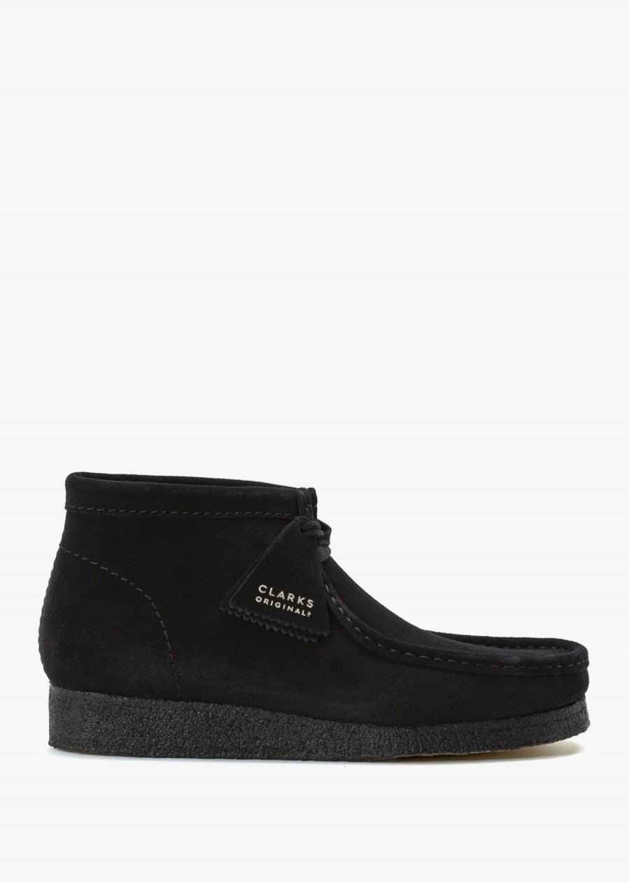 Mens CLARKS ORIGINALS Boots | Mens Wallabee Suede Boots In Black