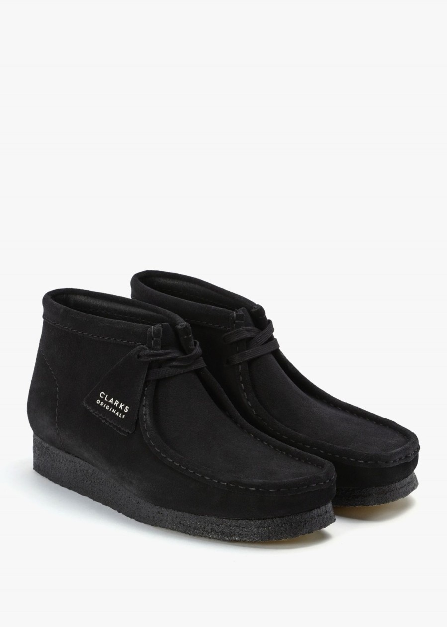 Mens CLARKS ORIGINALS Boots | Mens Wallabee Suede Boots In Black