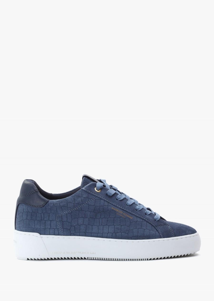 Mens ANDROID HOMME Trainers | Mens Zuma Croc Suede Trainers In Blue