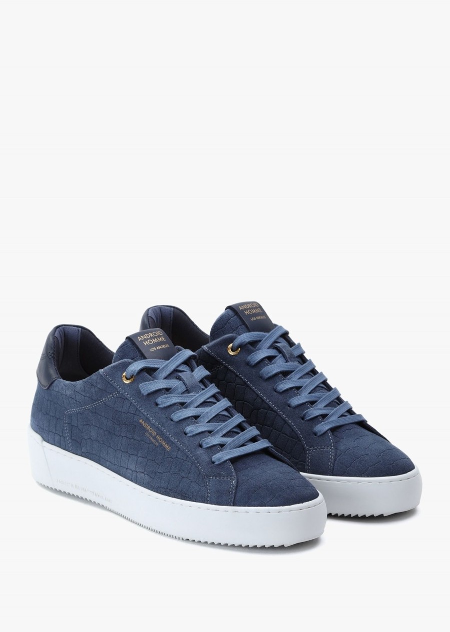 Mens ANDROID HOMME Trainers | Mens Zuma Croc Suede Trainers In Blue