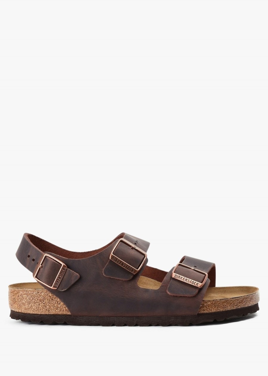 Mens BIRKENSTOCK Sandals | Mens Milano Oiled Leather Sandals In Habana