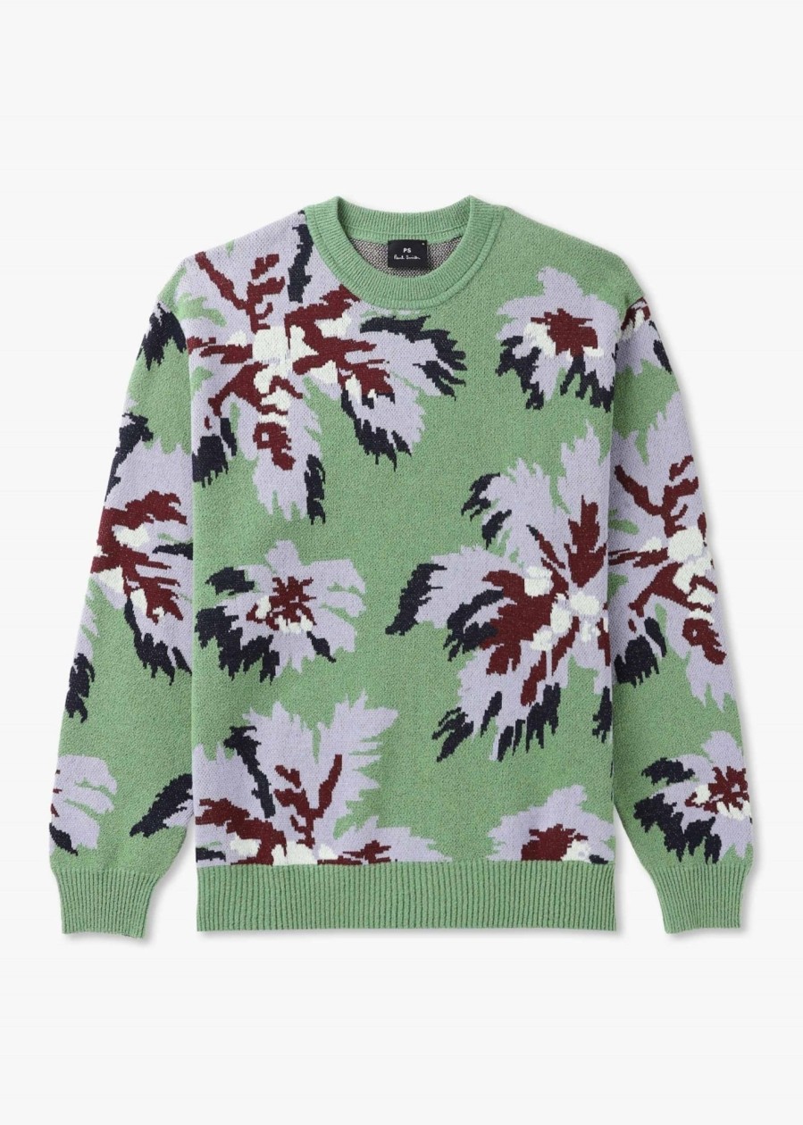 Mens PAUL SMITH Knitwear | Mens Palmera Jacquard Cotton-Blend Sweater In Green