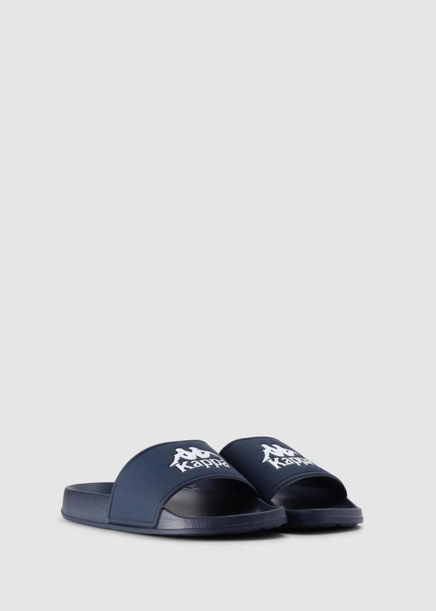 Mens KAPPA Slides | Mens Authentic Logo Slides In Blue-White