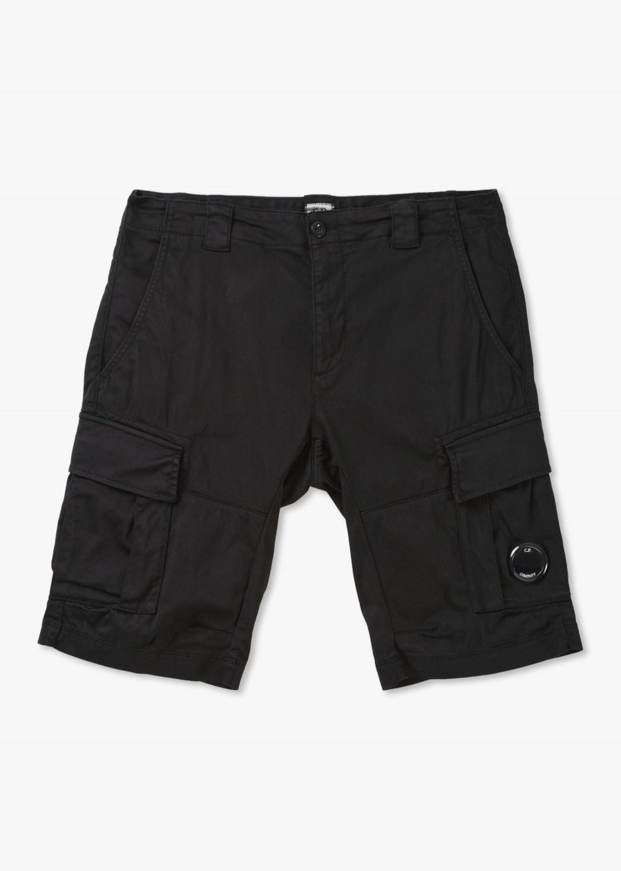 Mens C.P. COMPANY Shorts | Mens Stretch Sateen Cargo Shorts In Black