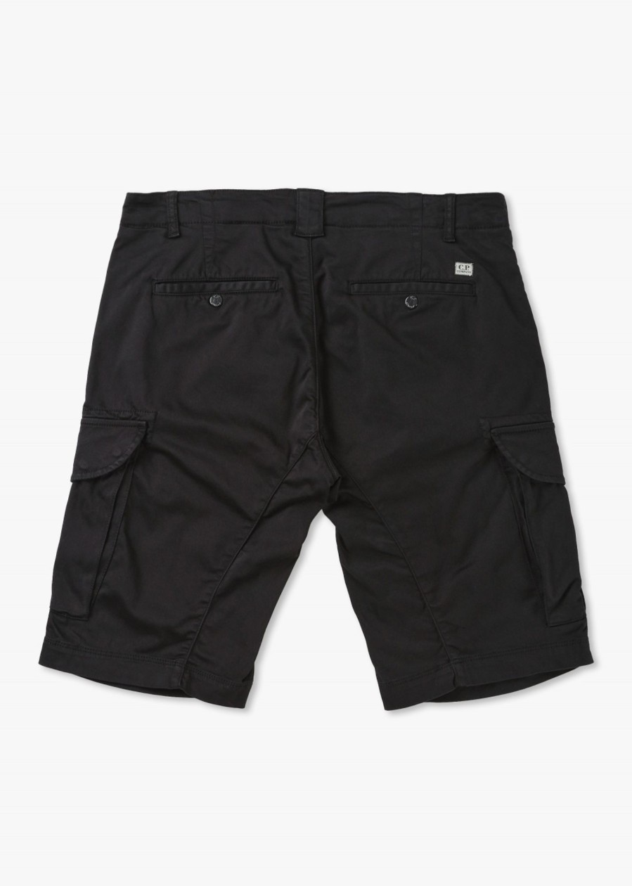 Mens C.P. COMPANY Shorts | Mens Stretch Sateen Cargo Shorts In Black