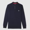 Mens PAUL SMITH Polo Shirts | Mens Reg Fit Long Sleeve Zebra Polo Shirt In Navy