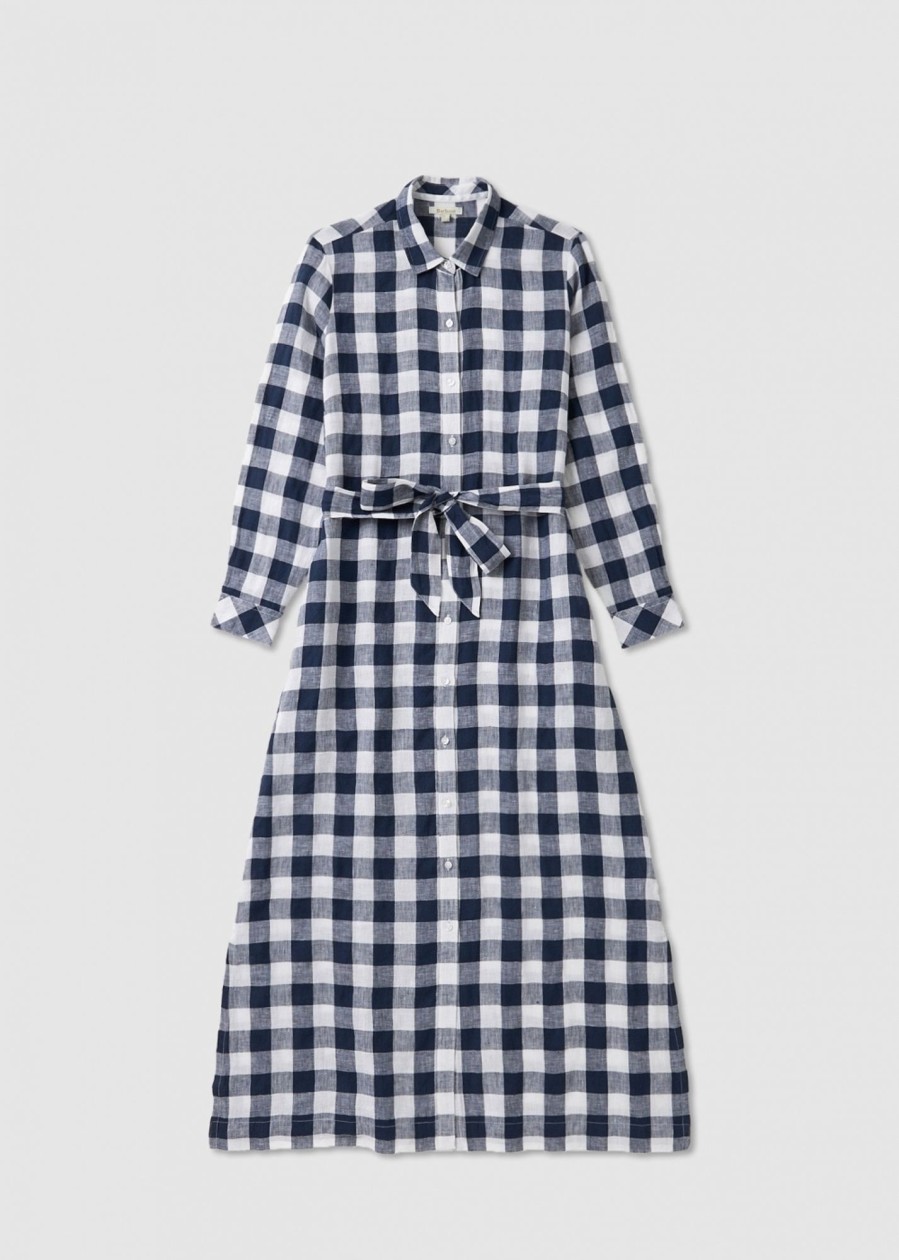 Womens BARBOUR Dresses | Womens Marine Check Maxi Dress In Navy Check