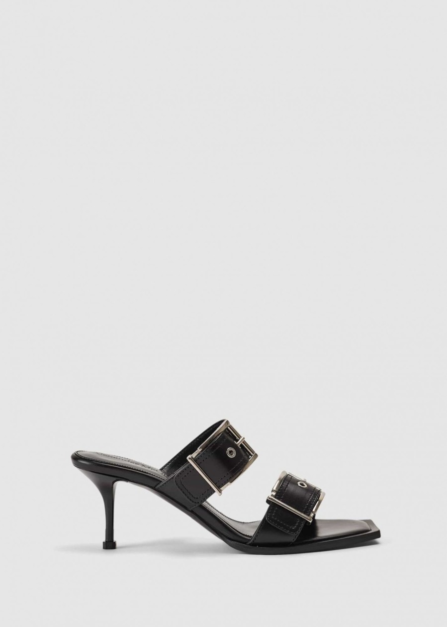 Womens ALEXANDER McQUEEN Heels | Alexander Mcqueen Women'S Buckle Black Mules