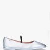 Womens COACH Flats | Womens Emilia Leather Mary Jane Ballerina Shoes In Silver