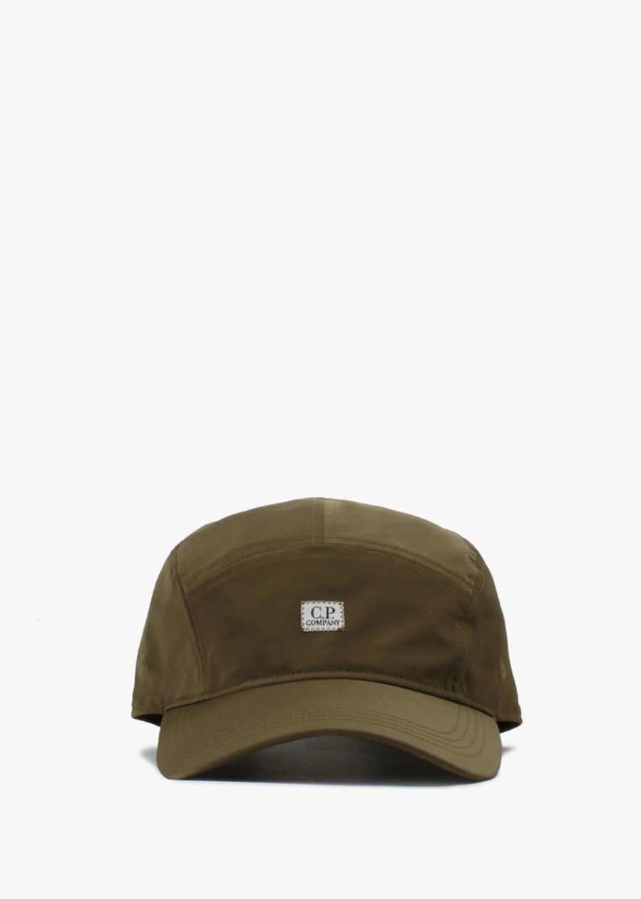 Mens C.P. COMPANY Gifting | Mens Chrome-R Panelled Logo Cap In Ivy Green