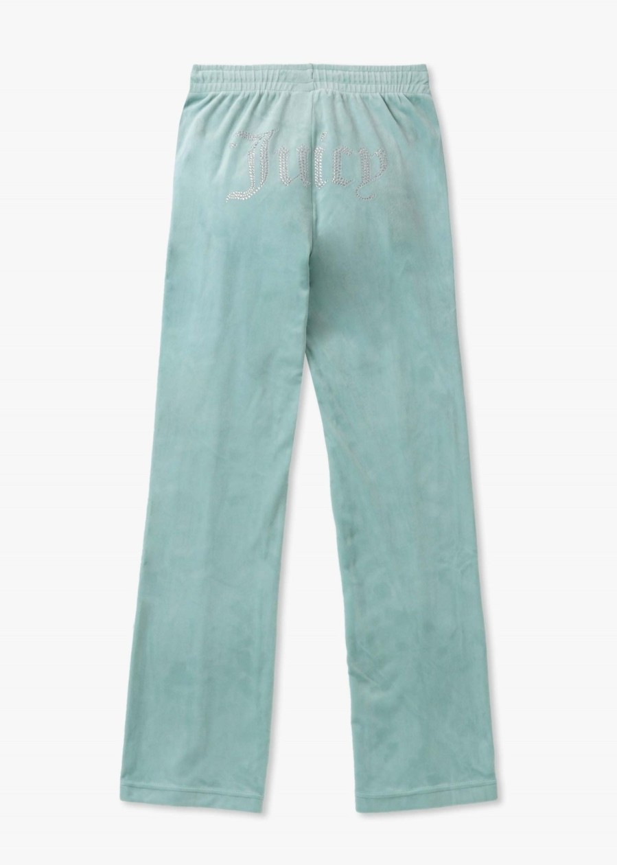 Womens JUICY COUTURE Trousers | Womens Tina Track Pants With Diamonte In Blue Surf