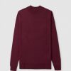 Mens JOHN SMEDLEY Sweatshirts & Hoodies | Mens Harcourt Pullover Mock Turtle Neck Knit In Bordeaux