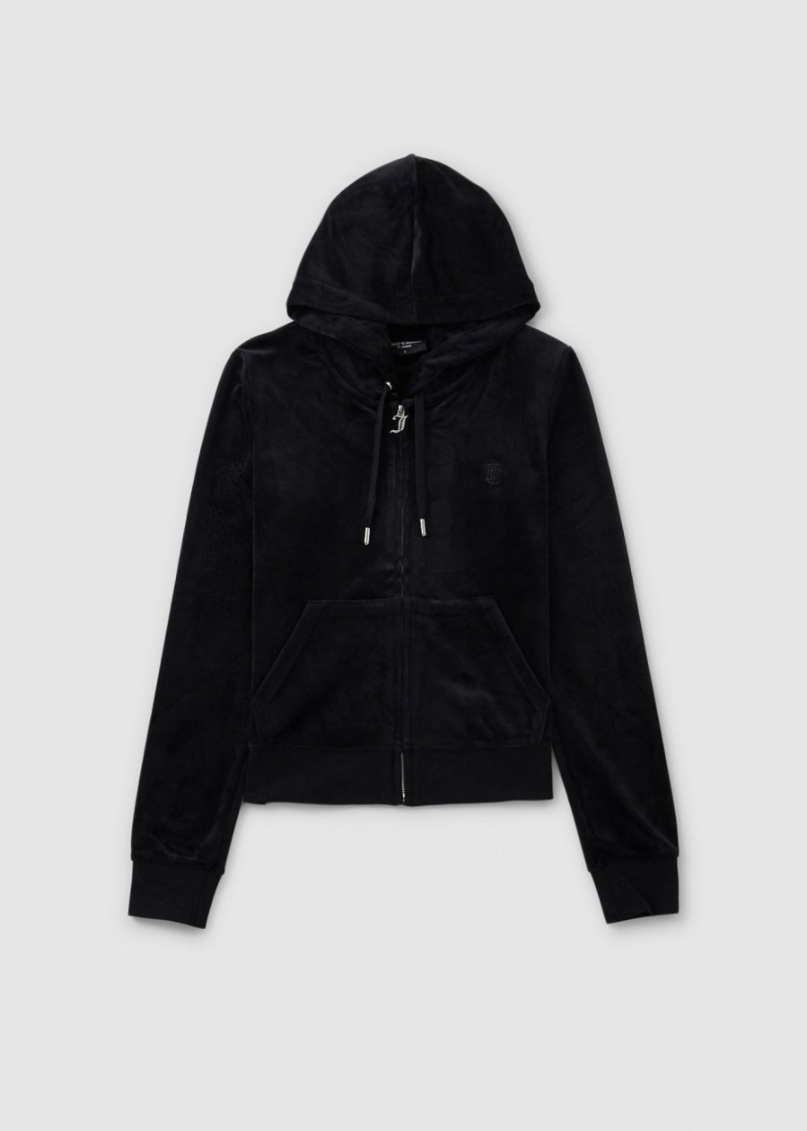 Womens JUICY COUTURE Sweatshirts & Hoodies | Womens Robertson Classic Zip Up Hoodie In Black