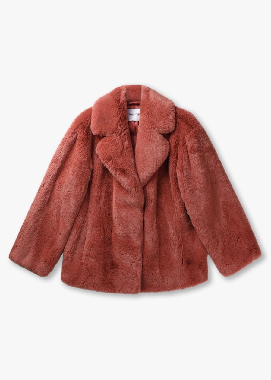 Womens STAND STUDIO Coats & Jackets | Womens Savannah Teddy Jacket In Poppy