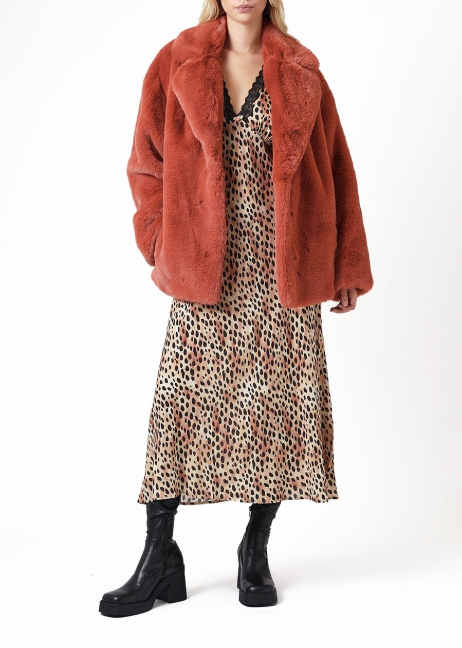 Womens STAND STUDIO Coats & Jackets | Womens Savannah Teddy Jacket In Poppy