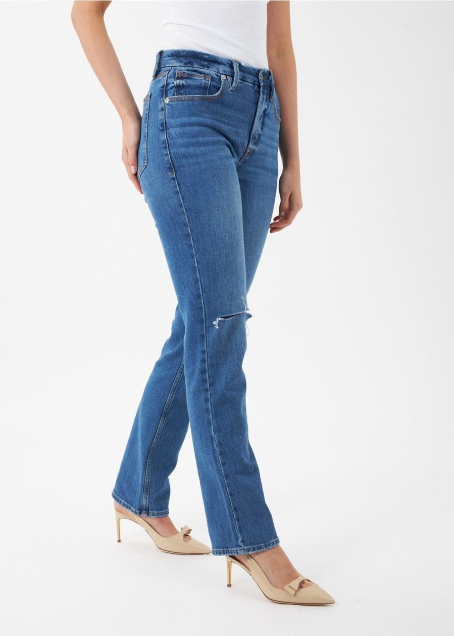 Womens GOOD AMERICAN Jeans | Ga Good 90'S Crop Icon Jean With Knee Rips