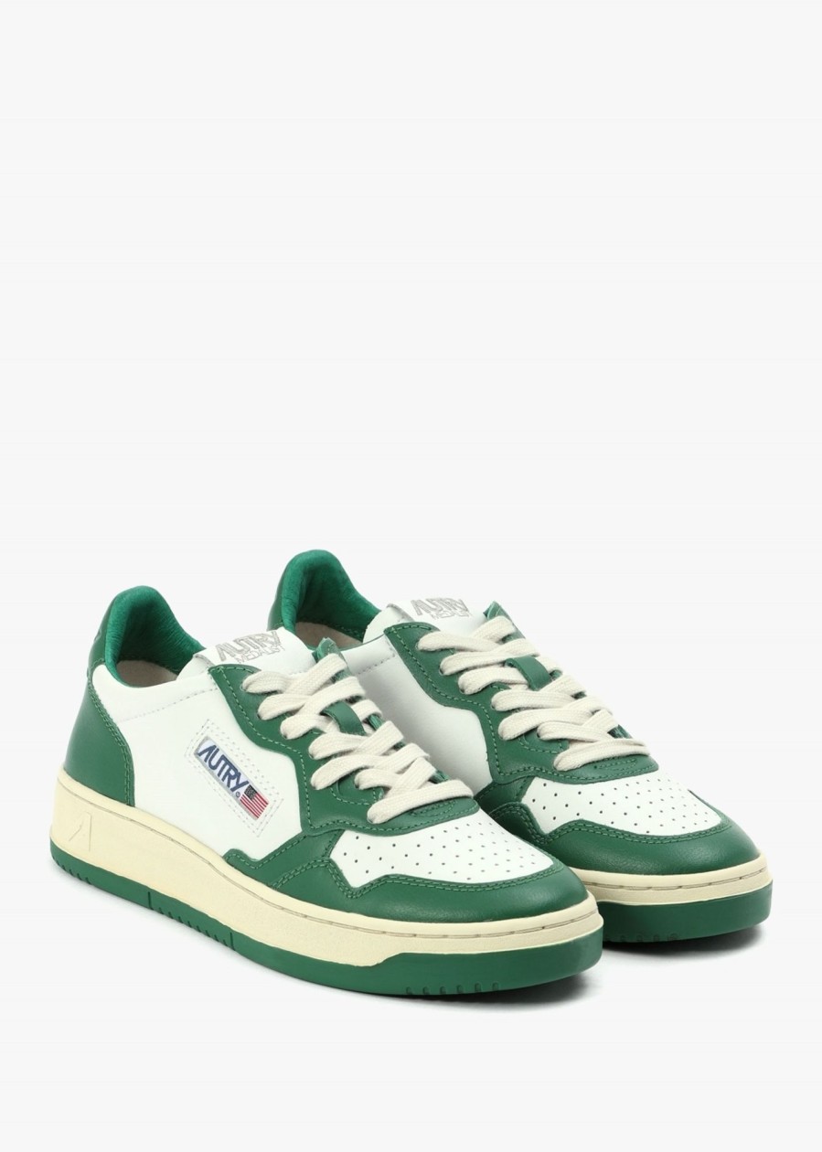 Womens AUTRY Trainers | Womens Medalist Low Leather Trainers In All Green