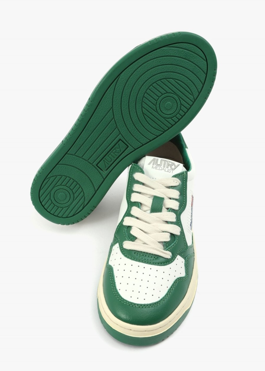 Womens AUTRY Trainers | Womens Medalist Low Leather Trainers In All Green