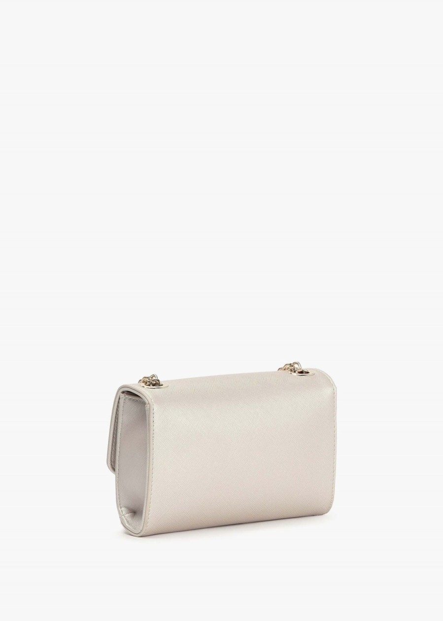 Womens VALENTINO Clutch Bags | Womens Divina Saffiano Mini Shoulder Bag In Silver Platino