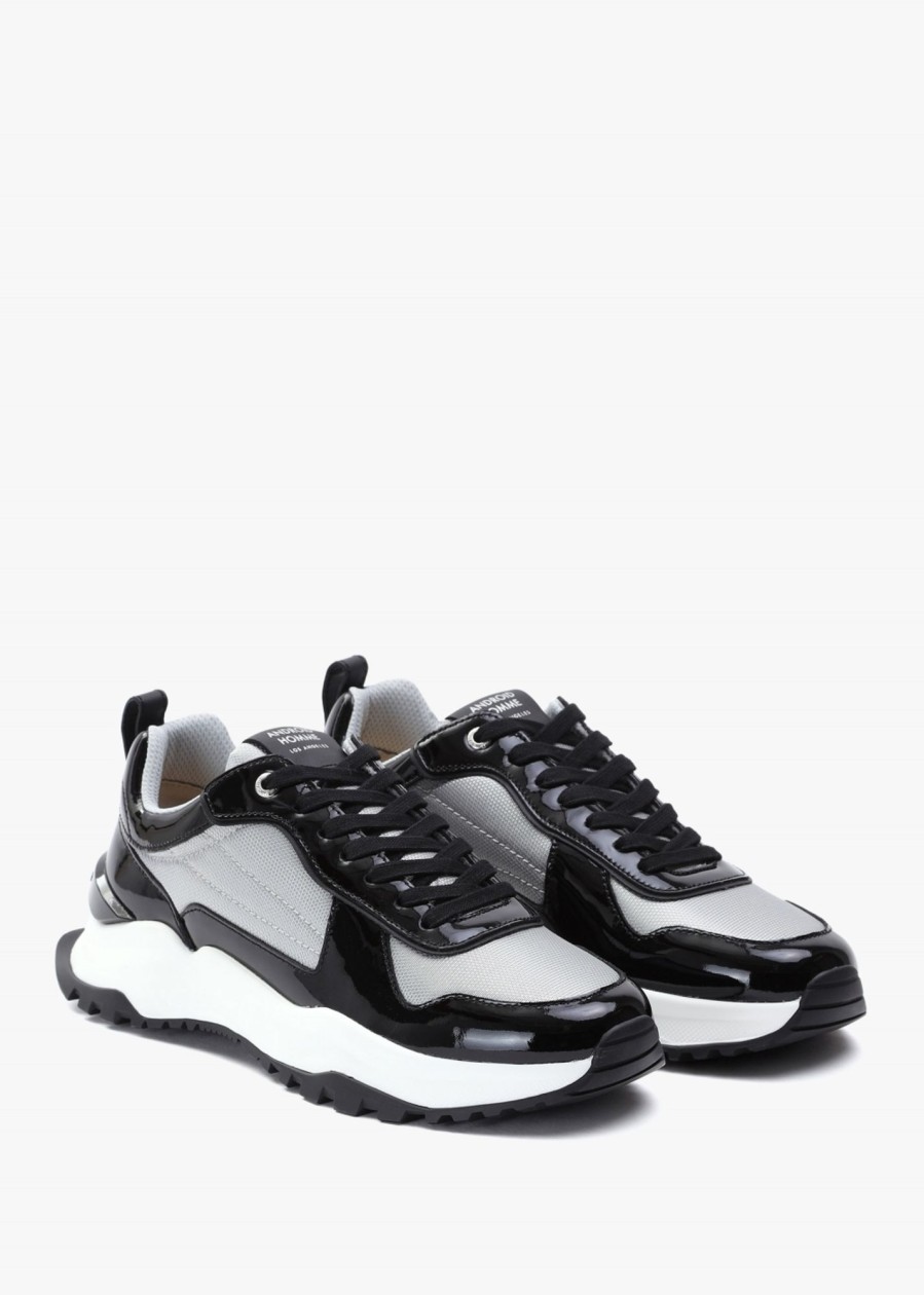 Mens ANDROID HOMME Trainers | Mens Leo Carrillo Patent Leather Trainer In Black