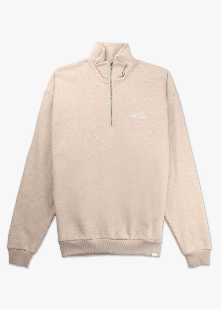 Mens LES DEUX Sweatshirts & Hoodies | Mens Crew Half-Zip Sweatshirt In Light Sand