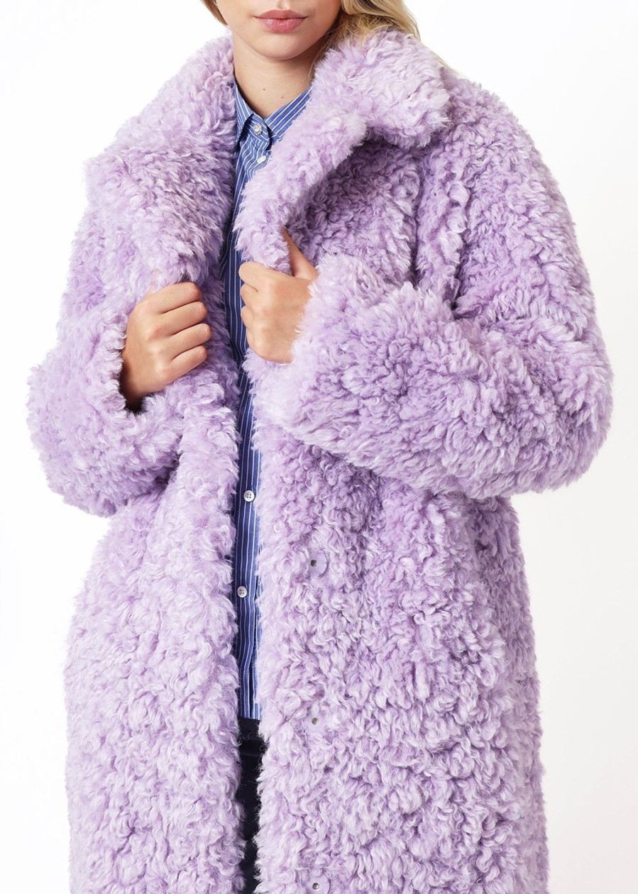 Womens STAND STUDIO Coats & Jackets | Womens Camille Curly Cocoon Coat In Lilac