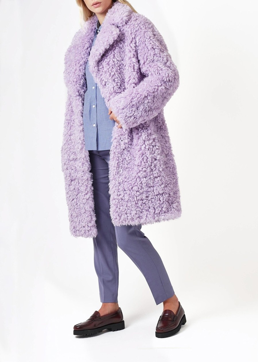 Womens STAND STUDIO Coats & Jackets | Womens Camille Curly Cocoon Coat In Lilac