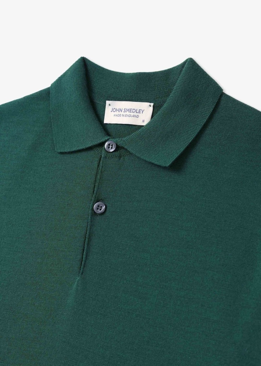 Mens JOHN SMEDLEY Polo Shirts | Mens Payton Merino Wool Polo Shirt In Pine