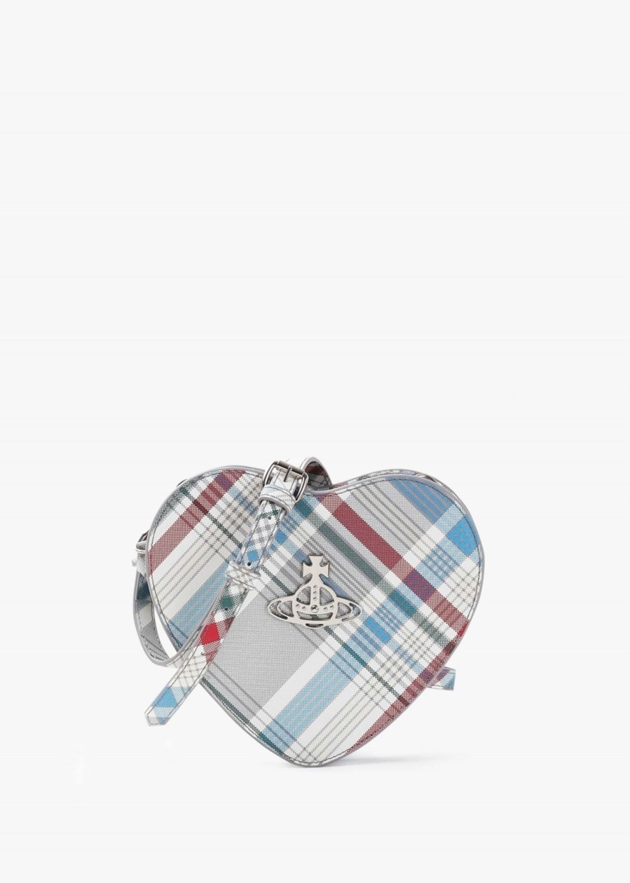 Womens VIVIENNE WESTWOOD Crossbody Bags | Womens Louise Heart Cross Body Bag In Grey Madras Check