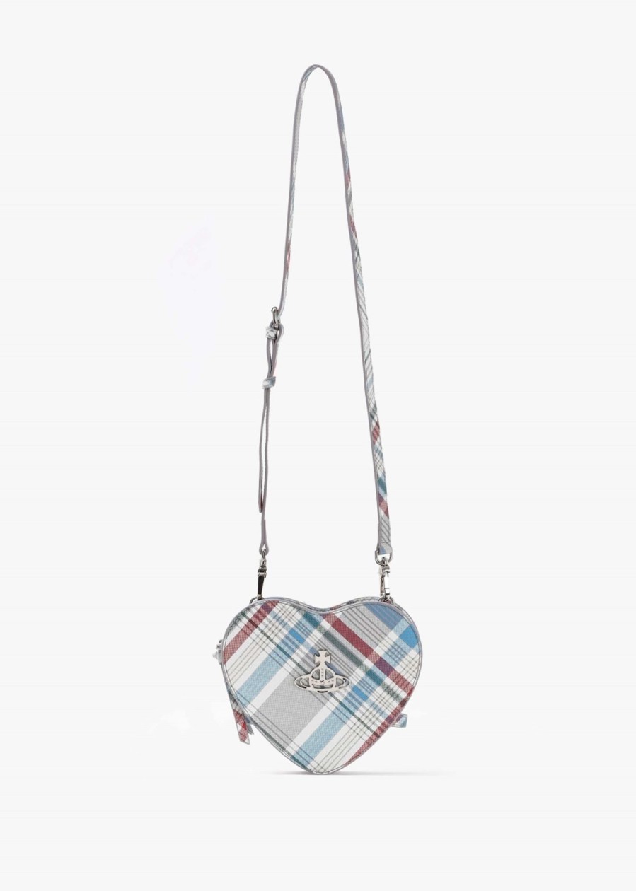 Womens VIVIENNE WESTWOOD Crossbody Bags | Womens Louise Heart Cross Body Bag In Grey Madras Check