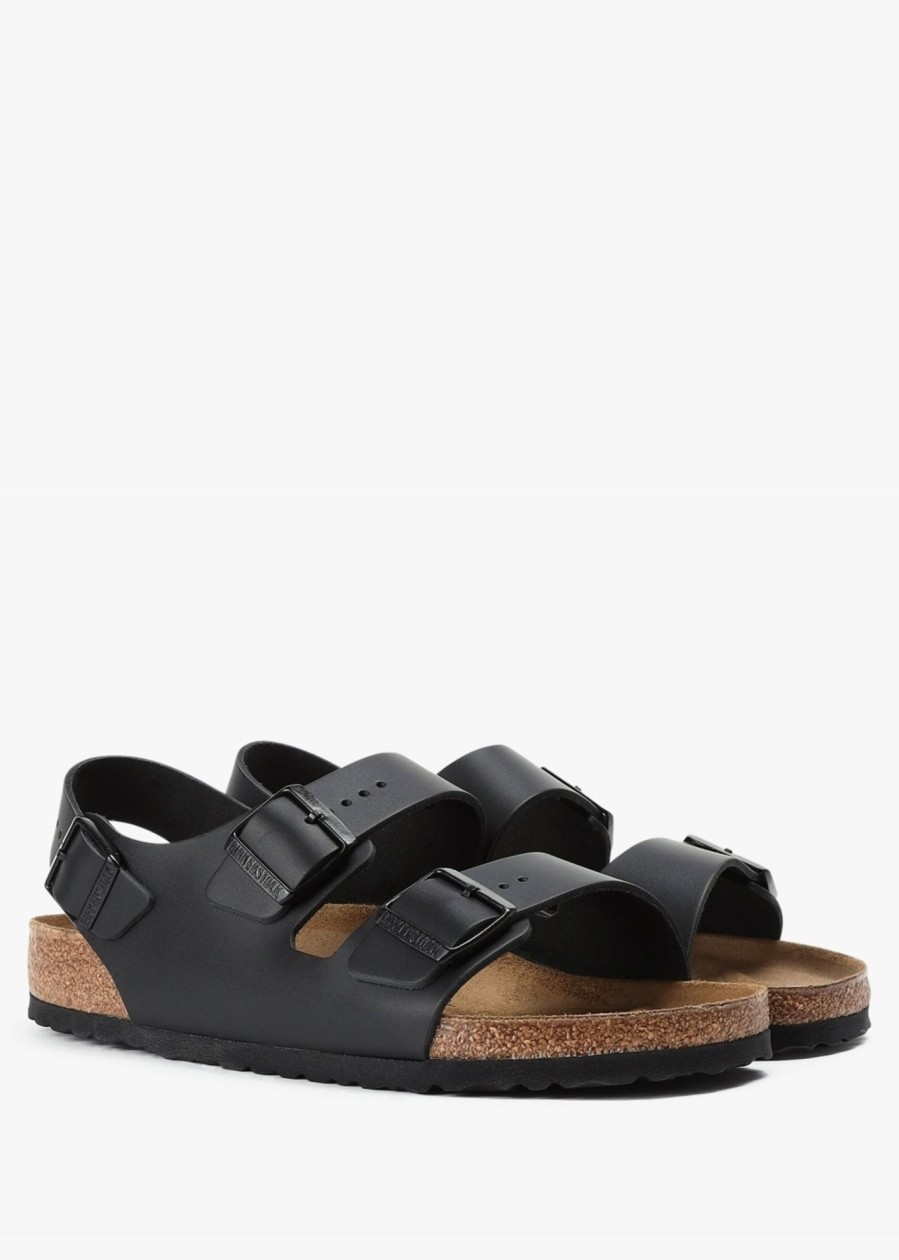 Mens BIRKENSTOCK Sandals | Mens Milano Natural Leather Sandals In Black