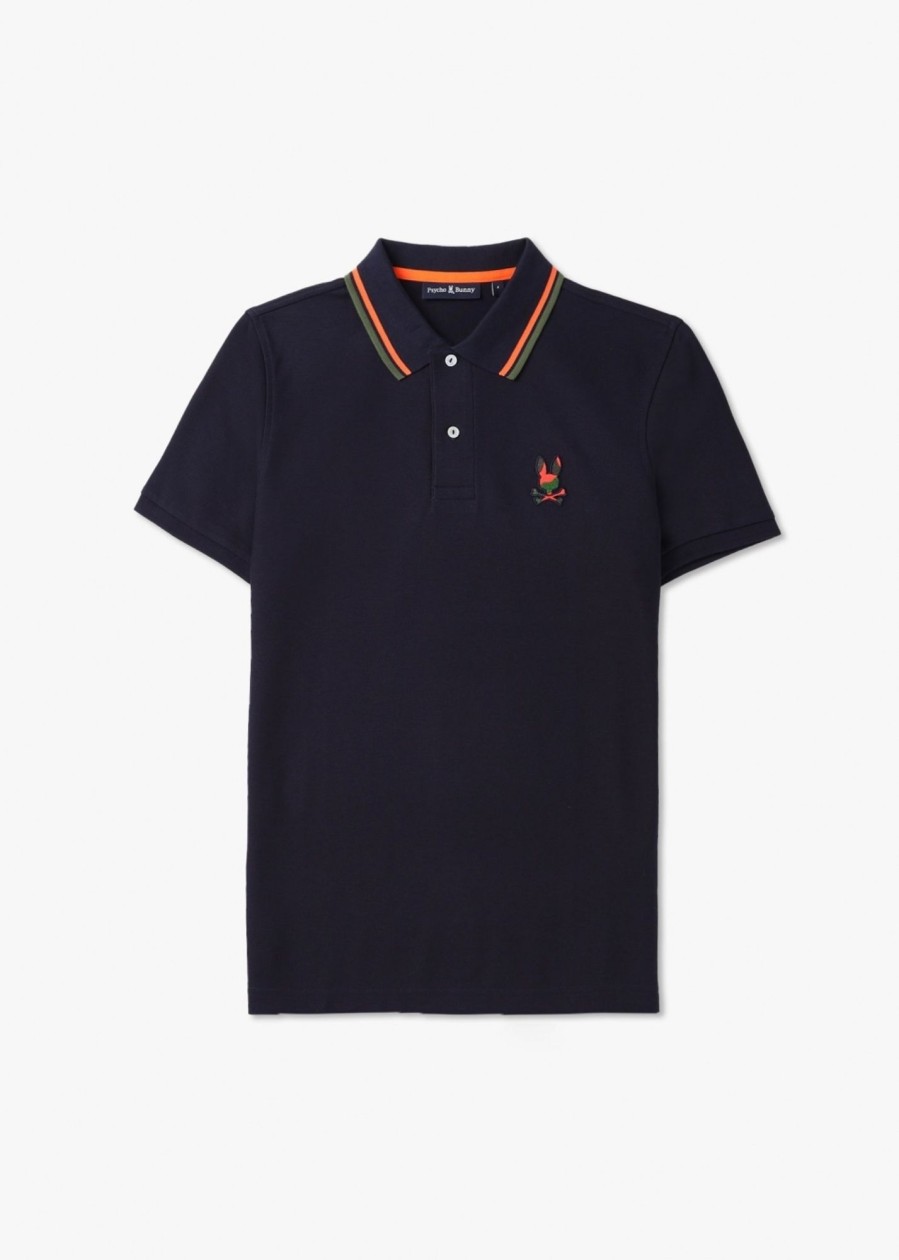 Mens PSYCHO BUNNY Polo Shirts | Mens Plano Pique Polo Shirt In Navy