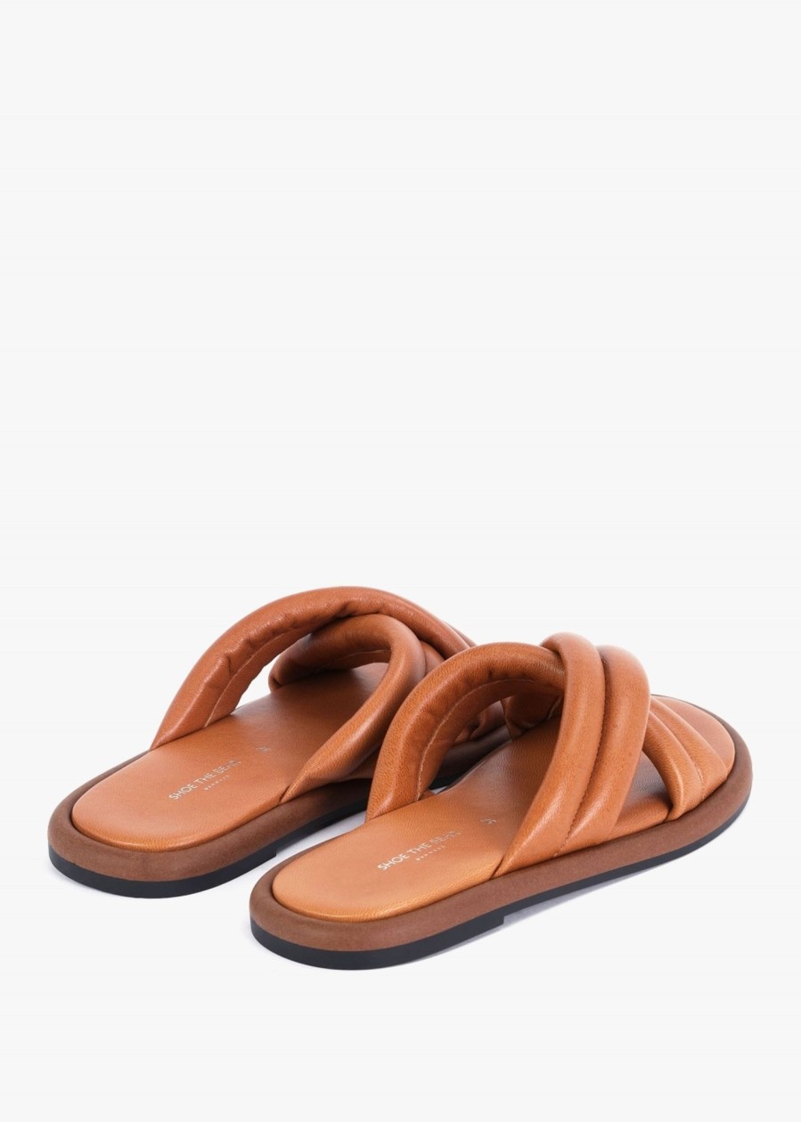 Womens SHOE THE BEAR Sandals | Womens Lotta Leather Cross Slides In Tan