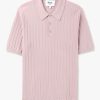 Mens WAX LONDON Polo Shirts | Mens Naples Vertiacal Knit Polo Shirt In Pink