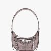 Womens VERSACE JEANS COUTURE Shoulder Bags | Womens Zipper Metallic Faux Croc Bag In Gun Metal